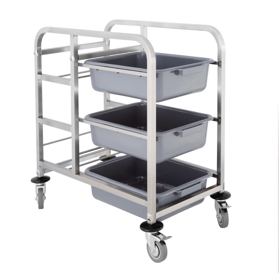 Catering-Abräumwagen | 90x82x44 cm | 3 Backen | 2 gebremste Räder