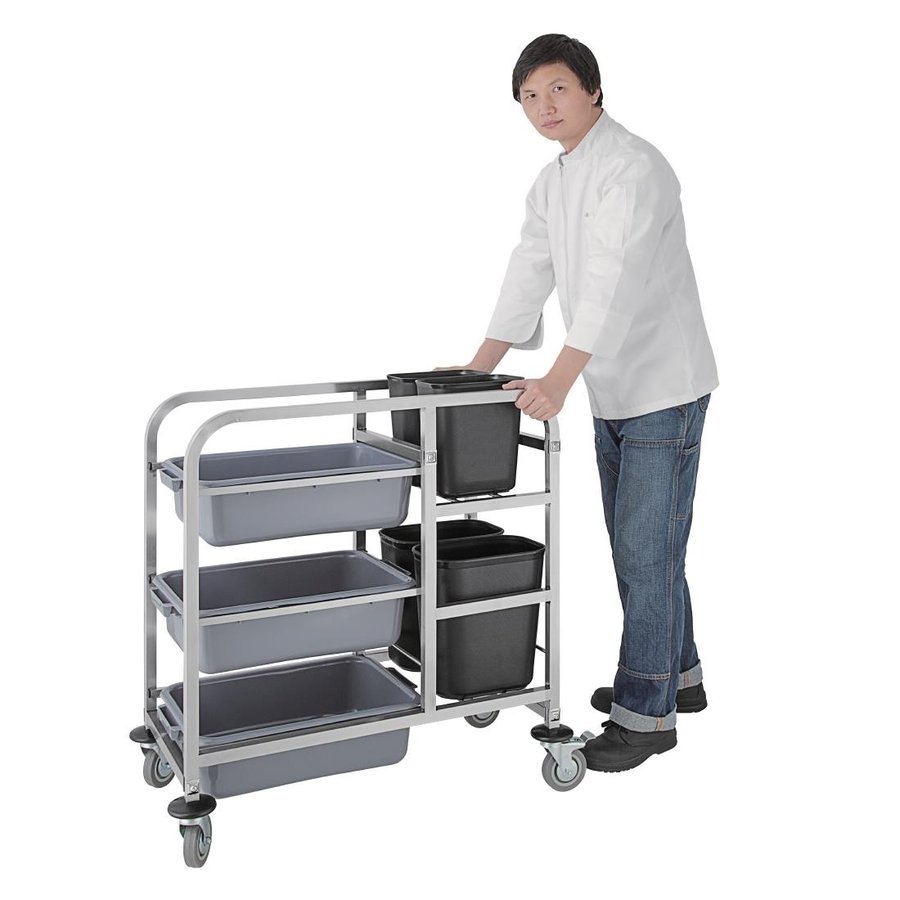 Catering-Abräumwagen | 90x82x44 cm | 3 Backen | 2 gebremste Räder
