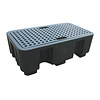 HorecaTraders Tropfschale aus Kunststoff mit Gitter | 2 Fässer | 250L | Kunststoff | 750 x 1300 x 440 mm