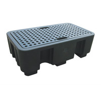 Plastic drip tray with grid | 2 barrels | 250L | Plastic | 750 x 1300 x 440 mm
