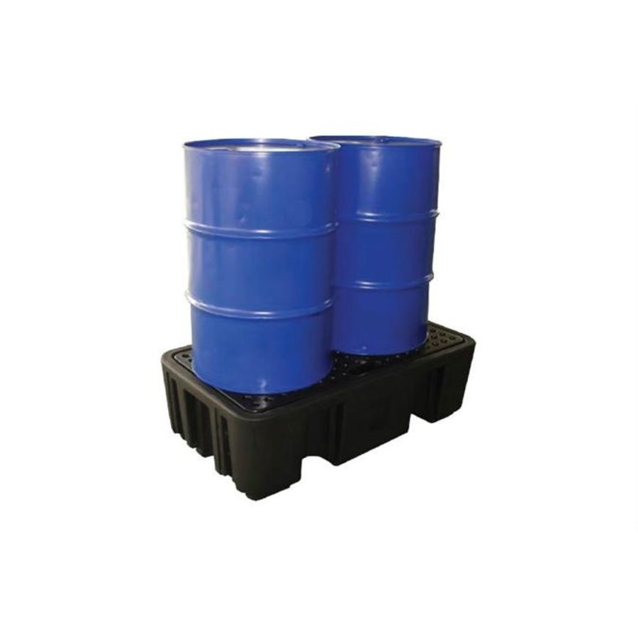 Plastic drip tray with grid | 2 barrels | 250L | Plastic | 750x1300x440mm