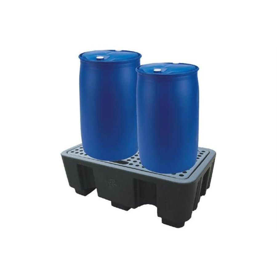 Plastic drip tray with grid | 2 barrels | 250L | Plastic | 750x1300x440mm