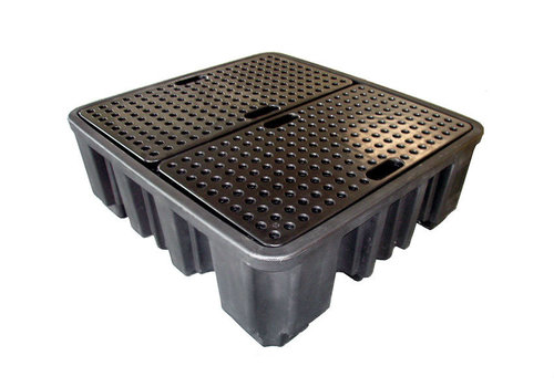  HorecaTraders Bac d'égouttage en plastique avec grille | 4 barils | 480L | Plastique | 1380 x 1290 x 480 mm 