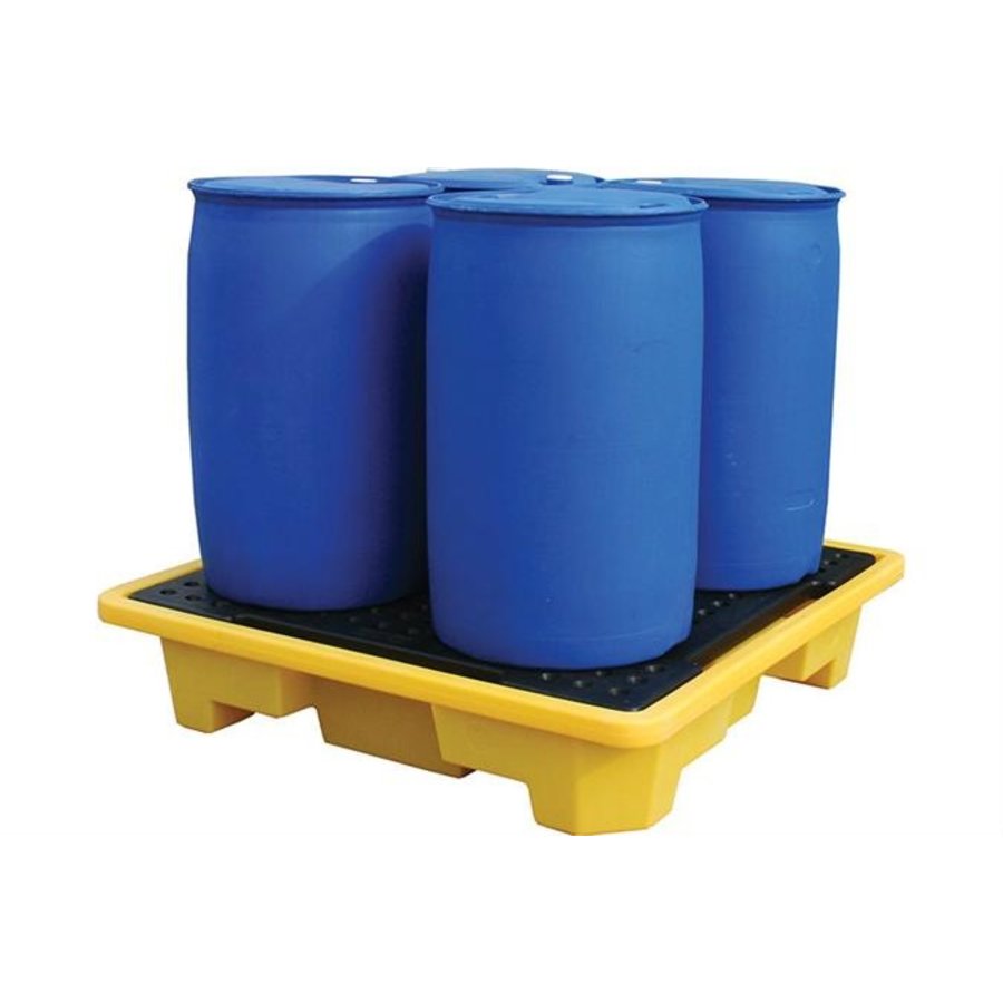 Drip tray with grid | 4 barrels | 249L| Plastic | 1460x1460x305mm