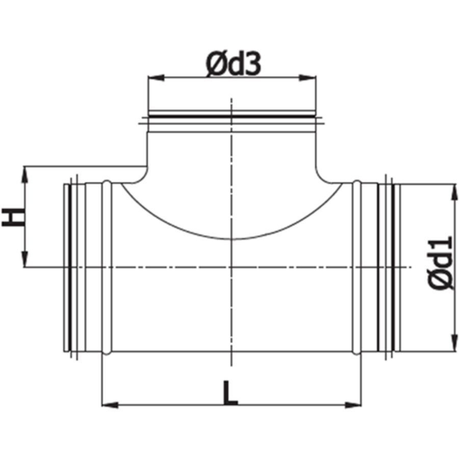 Spiro Safe t-stuk | 90 graden | Staal | Ø80 mm | 52 Formaten