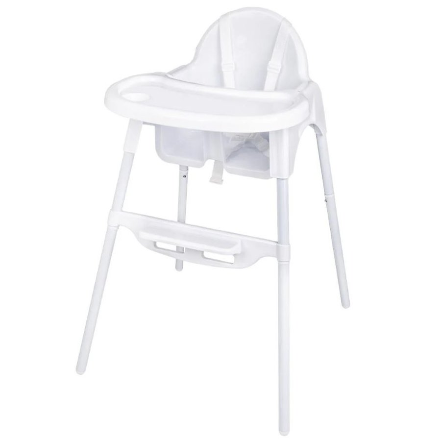 Hochstuhl | Edelstahl und Polypropylen | Verstellbar 52-86 cm | Weiß