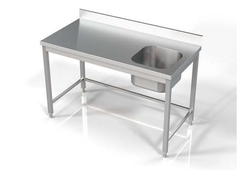  HorecaTraders Évier avec évier à droite en acier inoxydable | 1400x700x850mm | 2 versions 