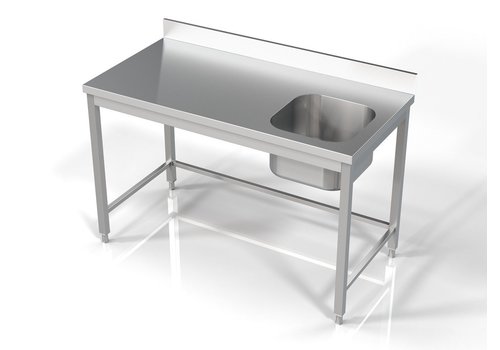  HorecaTraders Sink with sink on the right stainless steel | 1400x700x850mm | 2 Versions 
