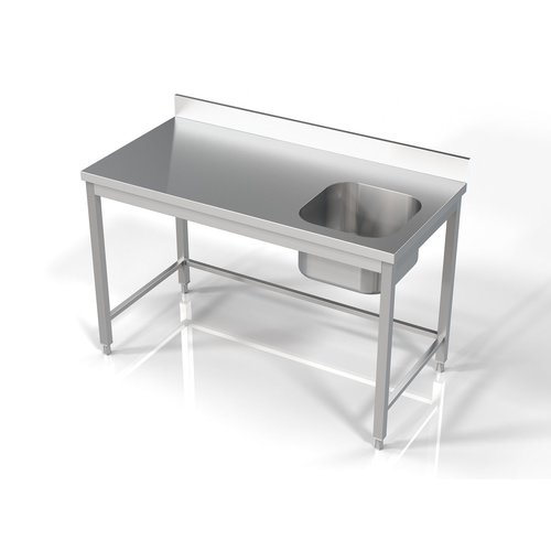  HorecaTraders Évier avec évier à droite en acier inoxydable | 1400x700x850mm | 2 versions 