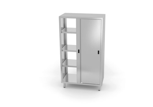  HorecaTraders Pass-through cabinet with sliding doors | Stainless steel | 800 x 700 x 1800 mm 