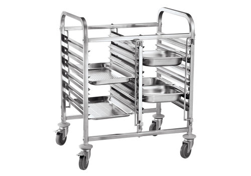  HorecaTraders Chariot à deux étagères | Acier inoxydable |12 x GN 1/1 | 740 x 550 x 940 mm 