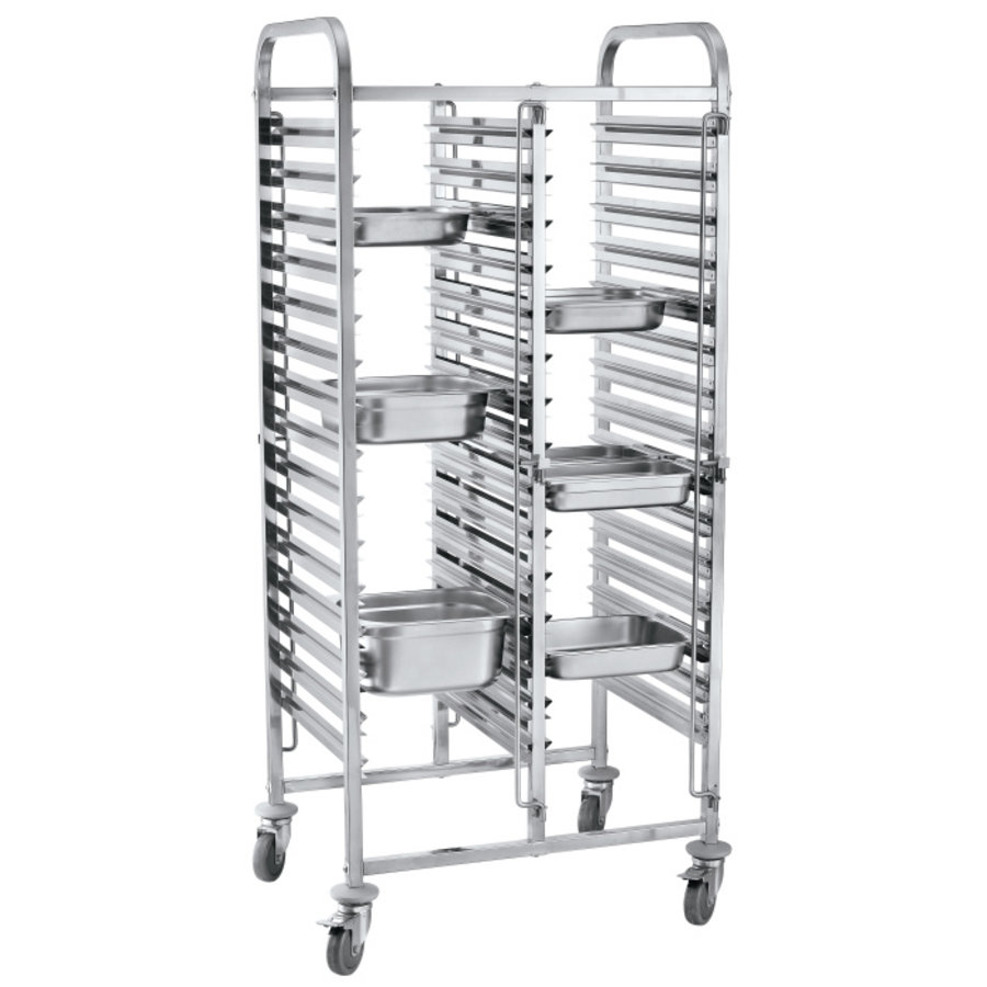 Double shelf trolley | Stainless steel | 30 x GN 1/1 | 740 x 550 x 1730 mm