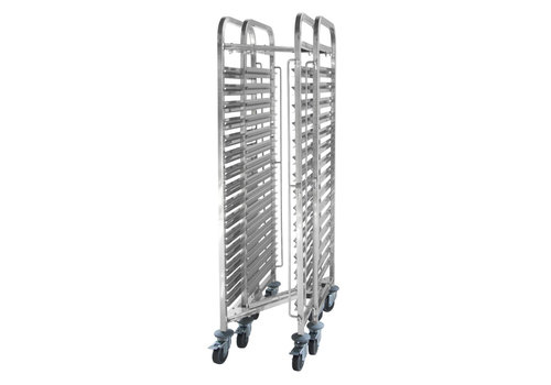  HorecaTraders Chariot à étagères | Pliable | acier inoxydable | 15 x GN 1/1 | 445 x 610 x 1710 mm 