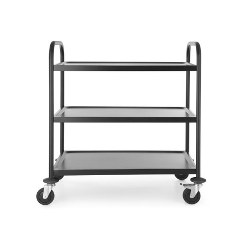  HorecaTraders Serving trolley | Matte Black | stainless steel | 905 x 585 x 945mm 