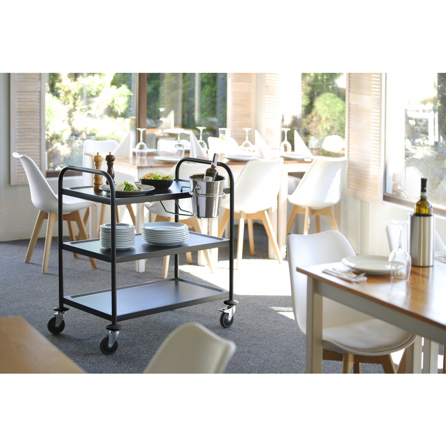 Serving trolley | Matt black | Stainless steel | 905 x 585 x 945 mm