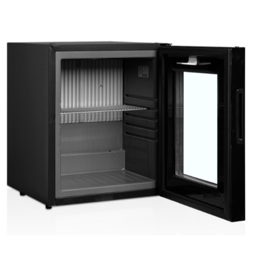 Minibar Zwart met glaze deur en slot | 40x43x(h)50cm | 26 liter | 0 db