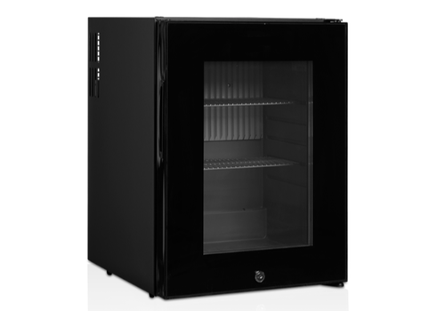  HorecaTraders Minibar Zwart met glaze deur en slot | 40x46x(h)56cm | 35 liter 