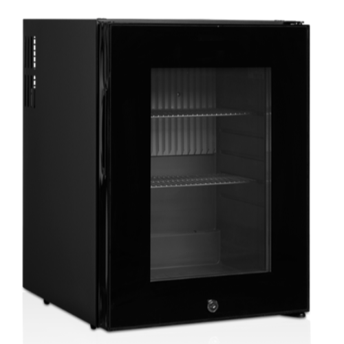  HorecaTraders Minibar Zwart met glaze deur en slot | 40x46x(h)56cm | 35 liter 