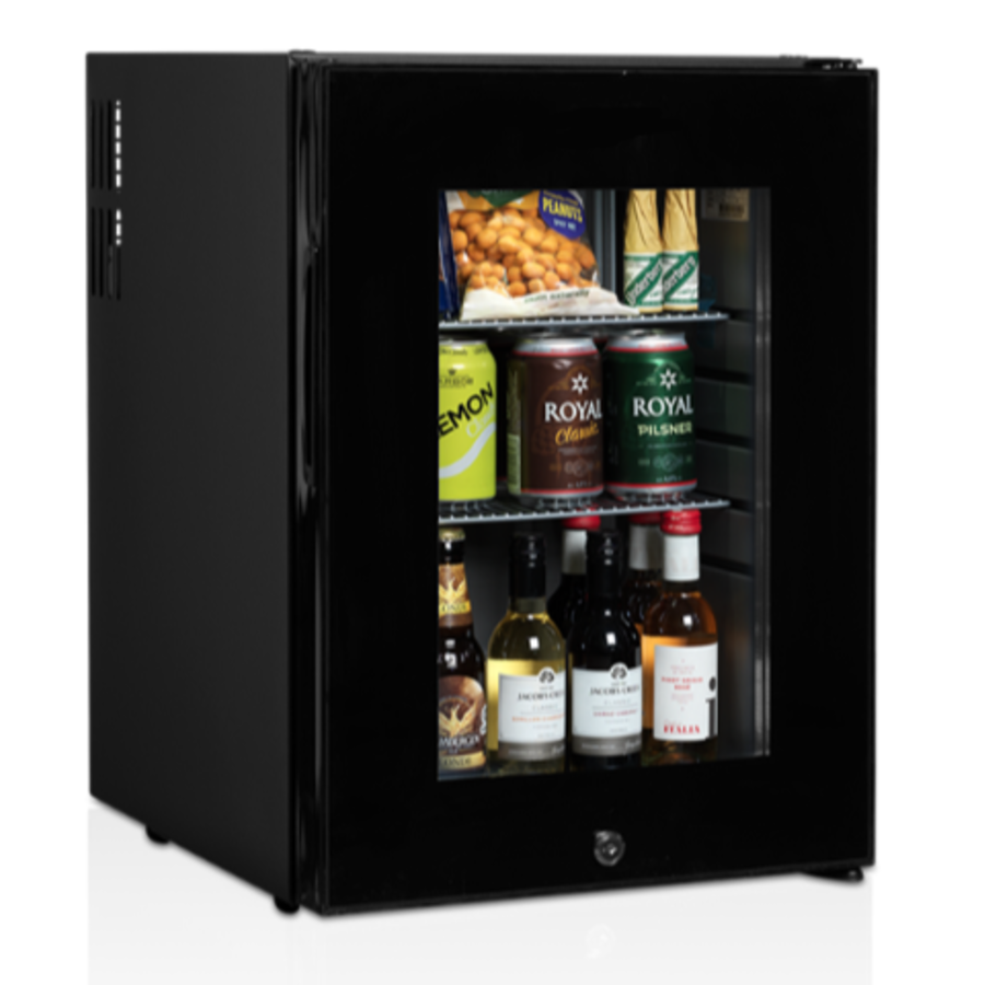 Minibar Noir avec porte vitrée et serrure | 40x46x(h)56cm | 35 litres