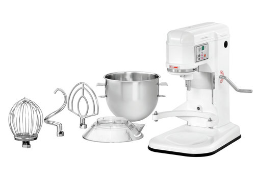  HorecaTraders Batteur planétaire 1,2 kg | 7L | Acier inoxydable/Blanc 