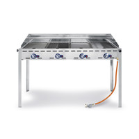 Barbecue à gaz professionnel avec 4 brûleurs | 1400x612x(h)825 mm