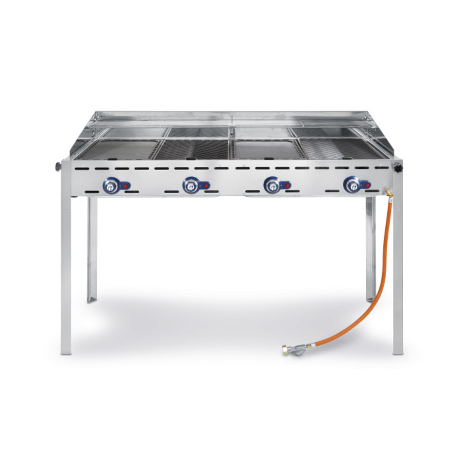 Barbecue à gaz professionnel avec 4 brûleurs | 1400x612x(h)825 mm