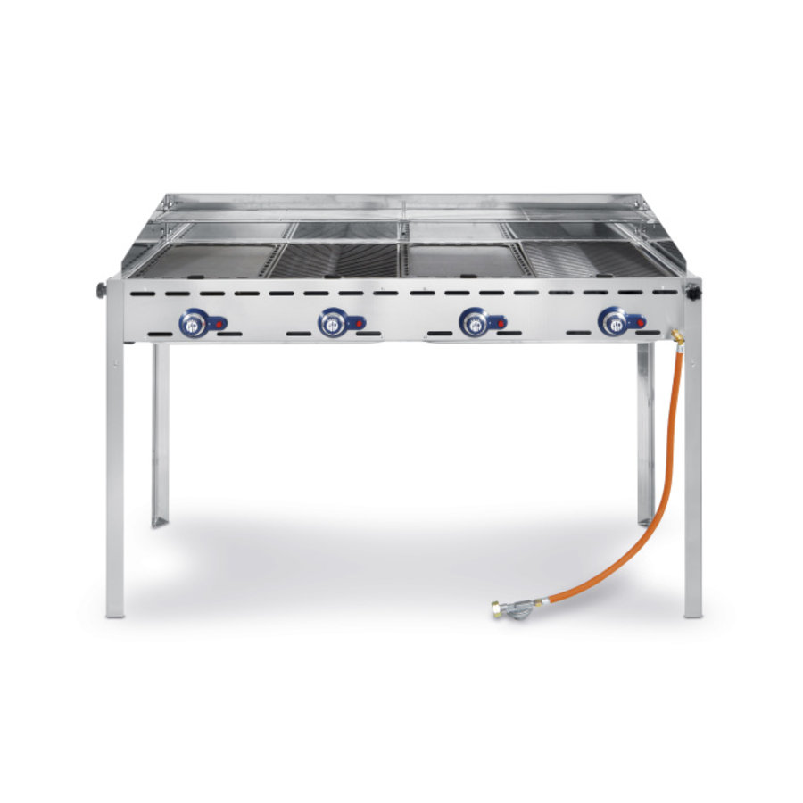 Professional gas barbecue with 4 burners | 1400x612x (h) 825 mm