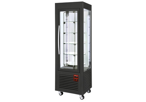  HorecaTraders Gebäckvitrine aus Edelstahl | Schwarz | 5 Drehplattformen | 360 Liter 