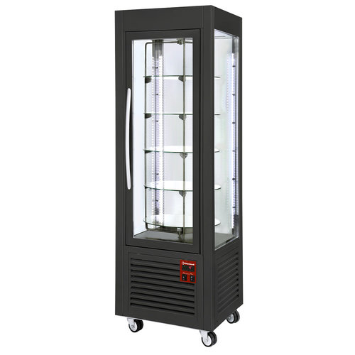  HorecaTraders Stainless Steel Pastry Display Case | Black | 5 rotating shelves | 360 litres 