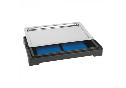  HorecaTraders Buffetvitrine | Schwarz | GN1/1 | Edelstahl | 36 x 58 x 6,5 cm 