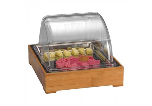  HorecaTraders Vitrine buffet | plastique | Plateau en acier inoxydable | Réfrigéré | 30 x 26 x 25 cm 