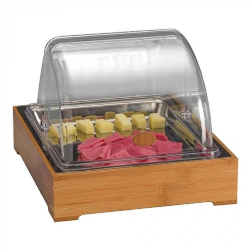  HorecaTraders Buffet showcase | plastic | stainless steel plateau | Chilled | 30x26x25cm 