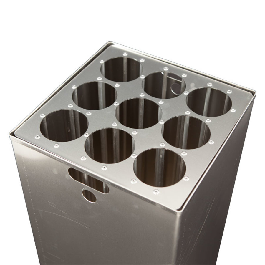 Becherabfalleimer | Aluminium | 345 x 345 x 715 mm | Ø83 mm