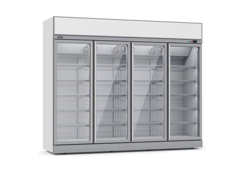  HorecaTraders Gefrierschrank | 4 Glastüren | Erleuchtet | Weiß | 2092 x 710 x 2508 mm 