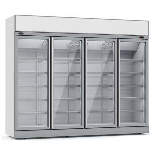  HorecaTraders Freezer | 4 Glass Doors | Illuminated | White | 2092 x 710 x 2508 mm 
