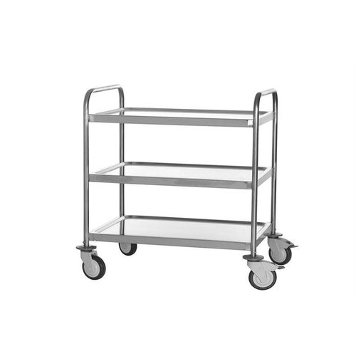  HorecaTraders Stainless Steel Serving Trolley Long WELDED 96(h)x107x74 