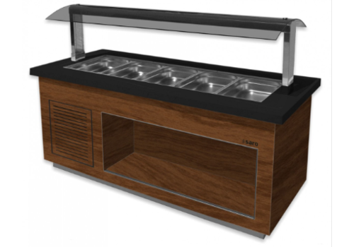  HorecaTraders Salad bar | 230 V | Brown-Black | Cooling | 2300x880x1350mm 