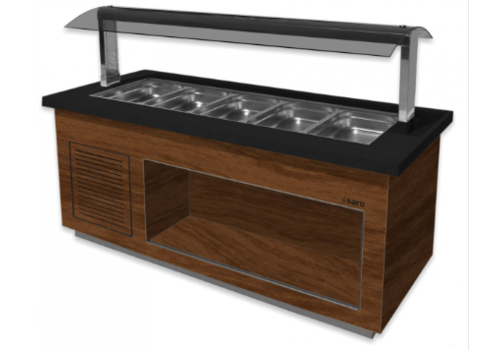  HorecaTraders Saladebar | 230 V | Bruin-Zwart | Koelen | 2300 x 880 x 1350 mm 