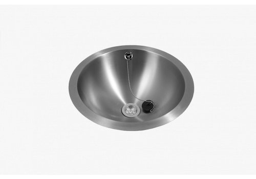  HorecaTraders Built-in sink | Round | Flat lay | Stainless steel | Brushed | 2 formats 