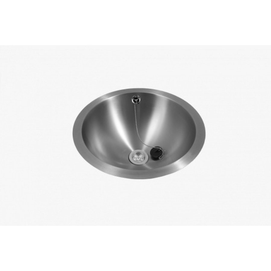 Built-in sink | Round | Flat lay | Stainless steel | Brushed | 2 formats
