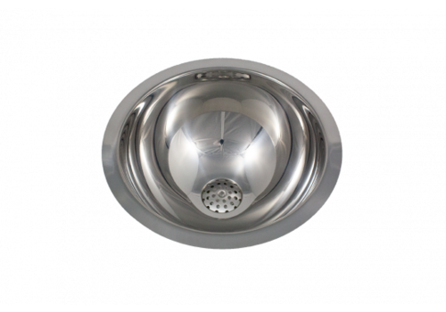  HorecaTraders Built-in washbasin round | Flat lay | stainless steel | Shiny | Ø350 x 150mm 