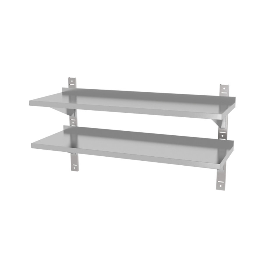 Étagère murale double | acier inoxydable | Réglable | 4 formats