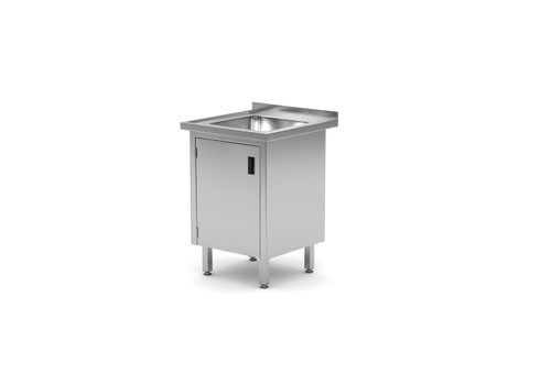  Hendi Einzelspüle | Mit Schrank | Edelstahl | 600 x 600 x 850 mm 
