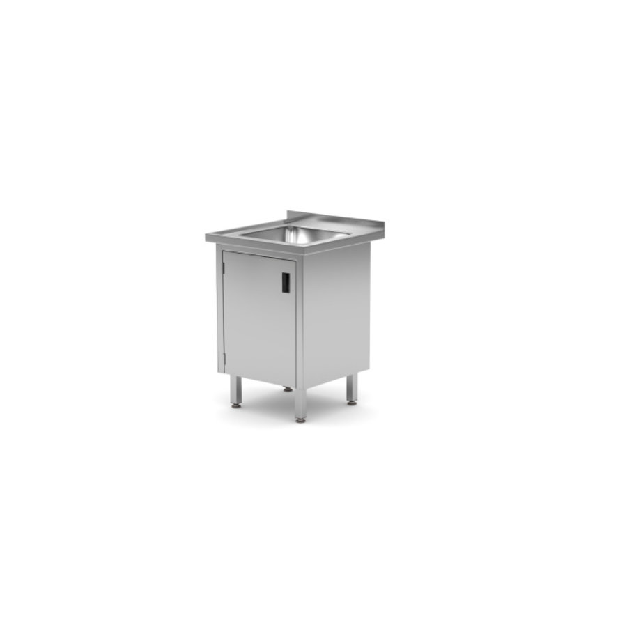 Einzelspüle | Mit Schrank | Edelstahl | 600 x 600 x 850 mm