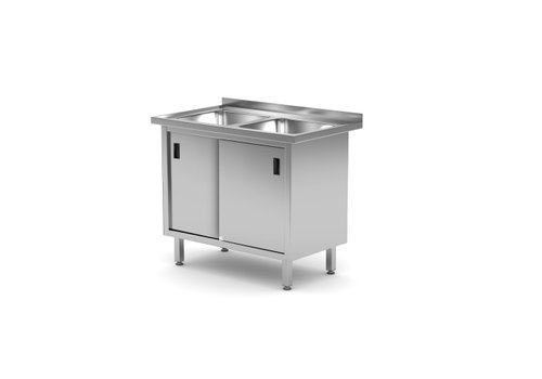  Hendi Sink | Double sink | With cabinet | Stainless steel | 1000 x 600 x 850 mm 