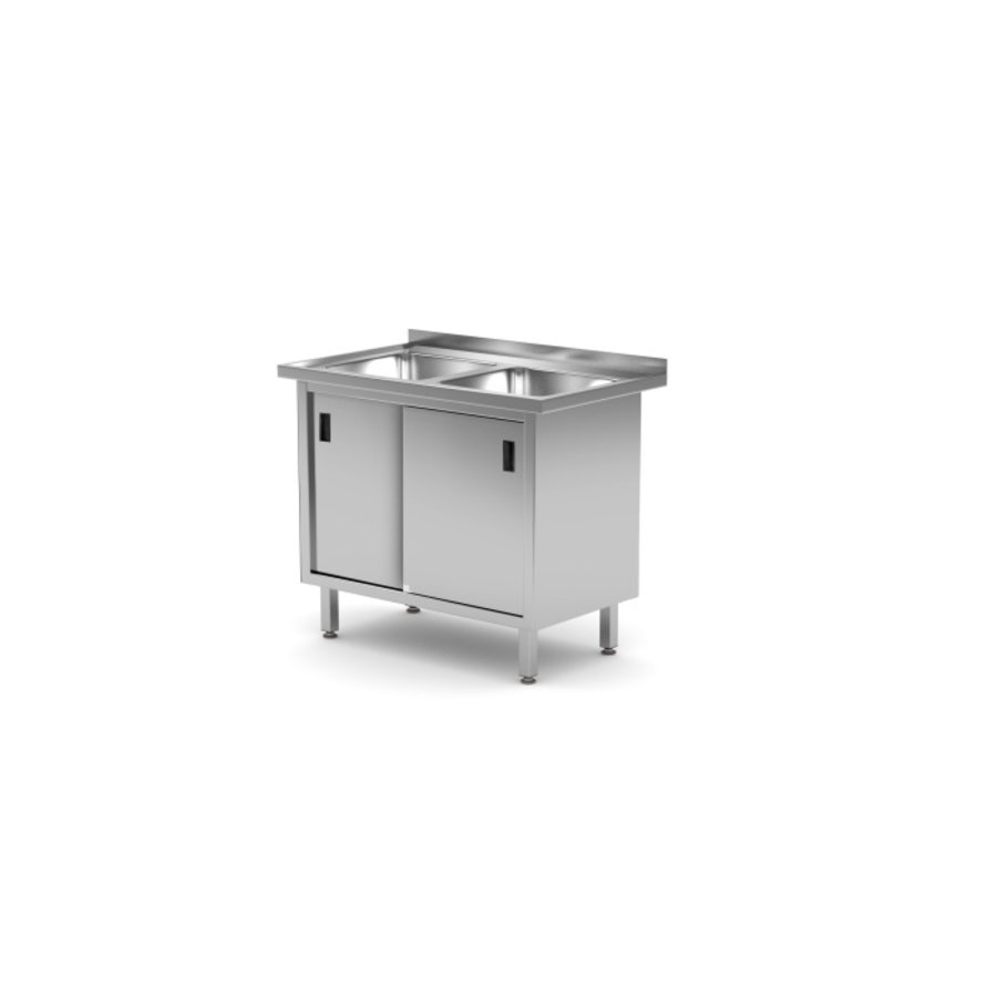 Évier | Évier double | Avec armoire | acier inoxydable | 1000 x 600 x 850 mm
