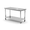 HorecaTraders Work table | Under shelf | Stainless steel | Wheels | 1200 x 600 x 850 mm