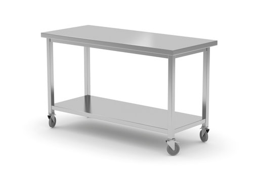  HorecaTraders Table de travail | Entreprise | acier inoxydable | Roues | 1200 x 600 x 850 mm 