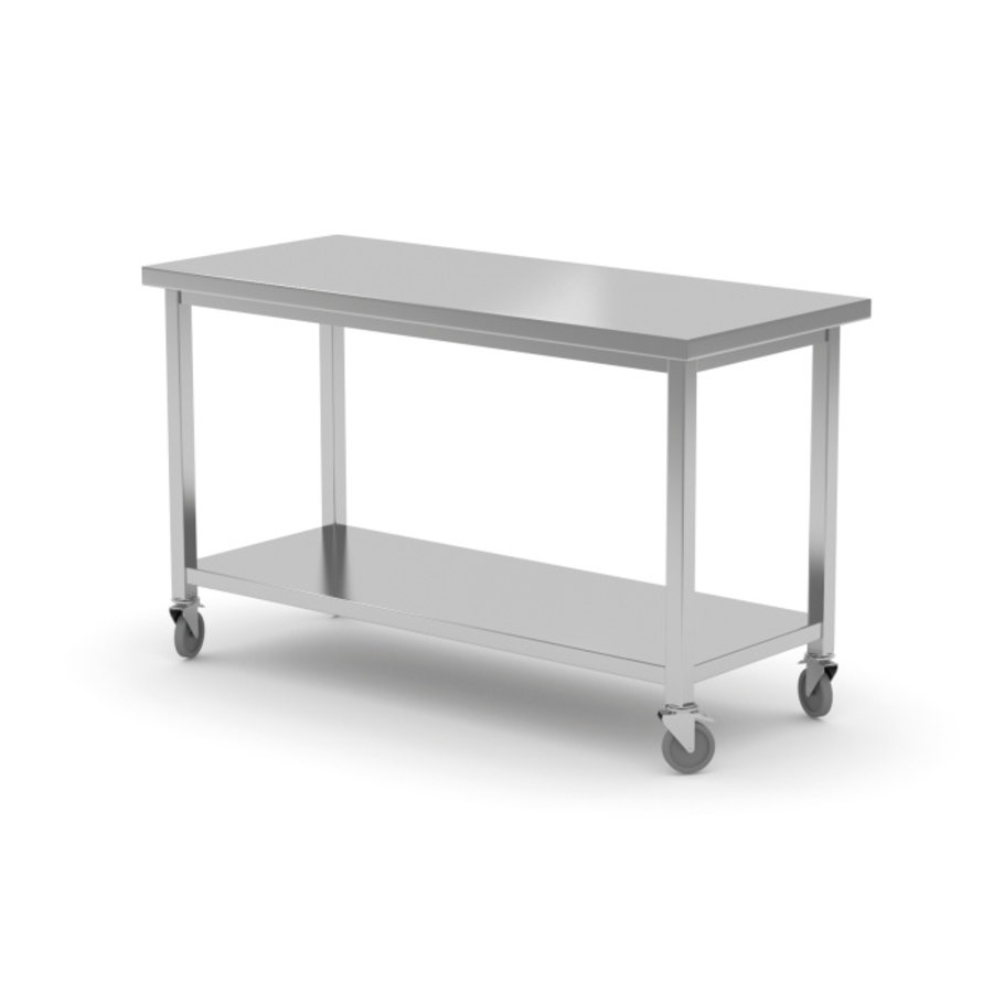 Arbeitstisch | Unternehmen | Edelstahl | Räder | 1200 x 600 x 850 mm