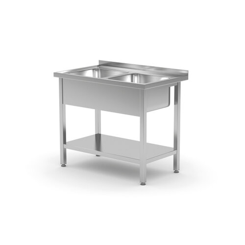  Hendi Sink | Double sink | Under-shelf | Stainless steel | 1000 x 700 x 850 mm 